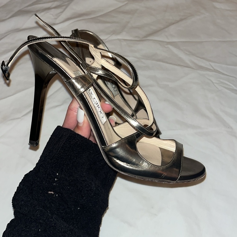 Jimmy Choo gold strappy heels